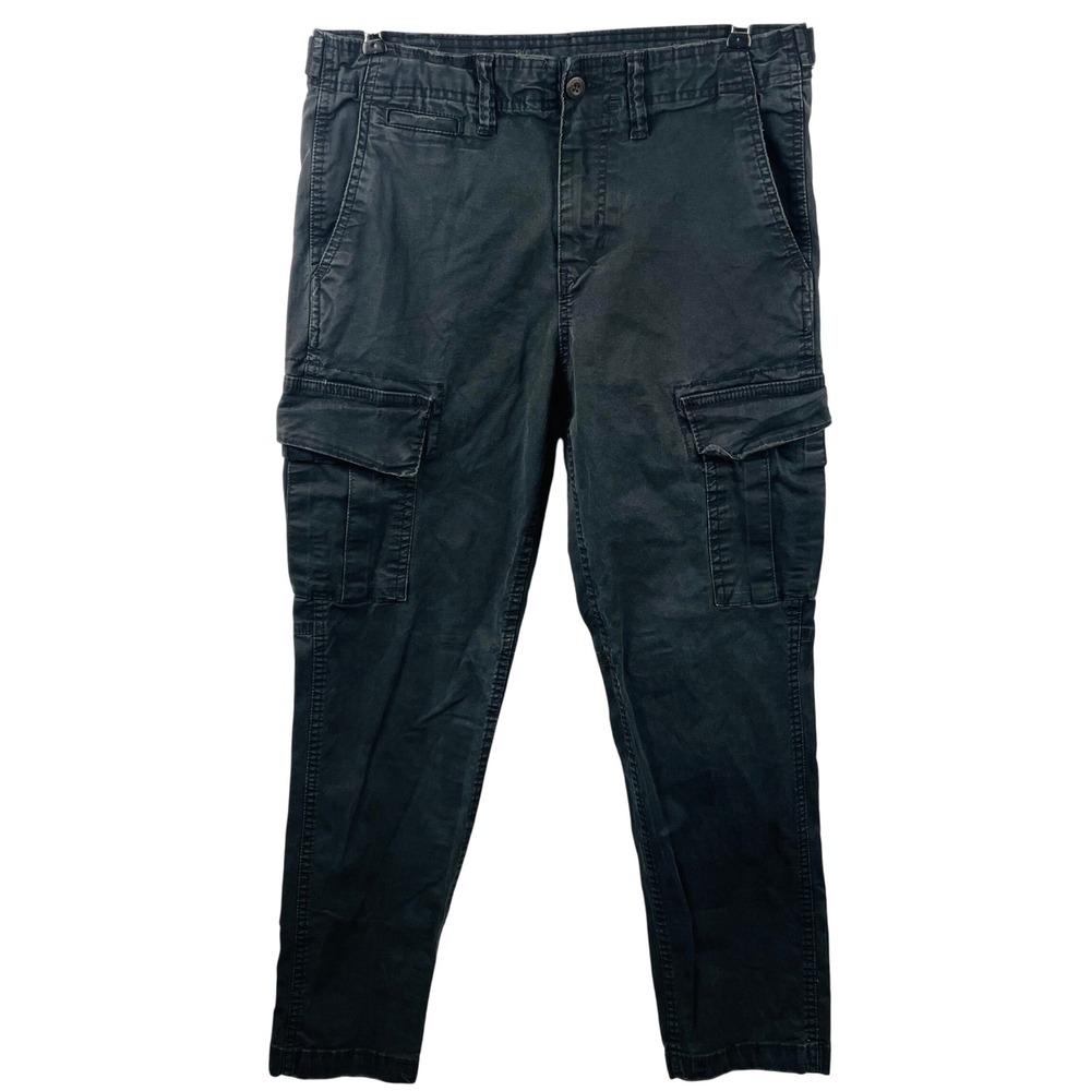 American Eagle Cargo Pants Black Straight Baggy Grunge Y2K Utility Womens 32x32